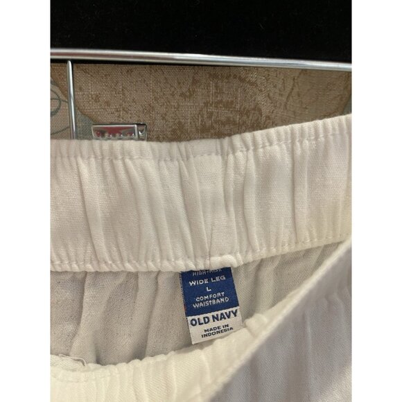 Old Navy Womens Linen Blend Pants LG Wide Leg High Rise Crop Bundle Lot Black - Picture 9 of 12